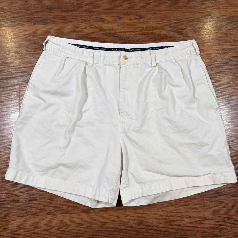 Polo Ralph Lauren Andrew Shorts Mens 36 (tag 38) Pleated Ivory Preppy Old Money